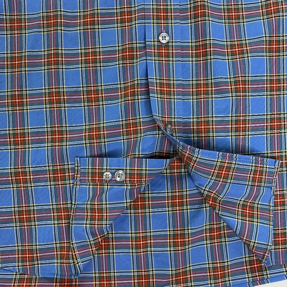 LL Bean Mens Traditional Fit Blue Plaid Button Down Shirt XL - Picture 7 of 9